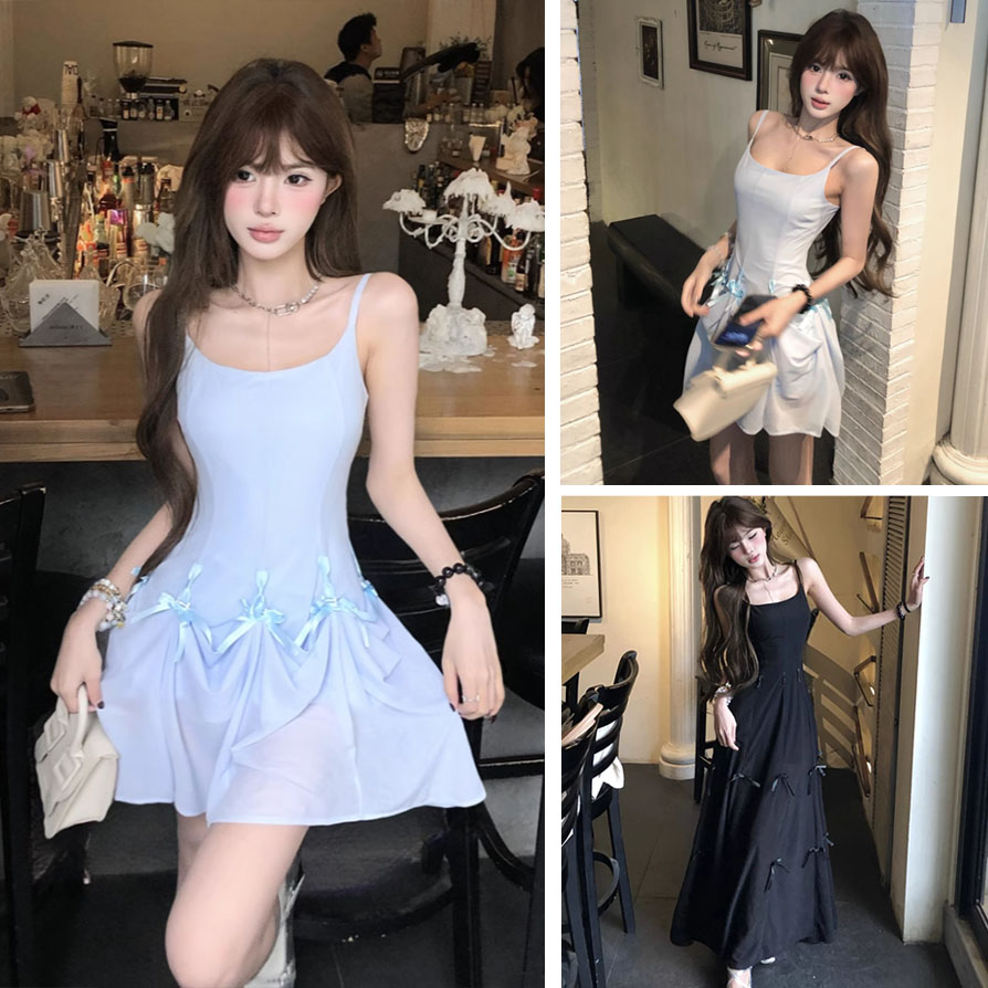 【白色戀歌｜三穿法仙女裙】蝴蝶結收腰‧溫柔女神/甜美/辣妹，隨心變換~